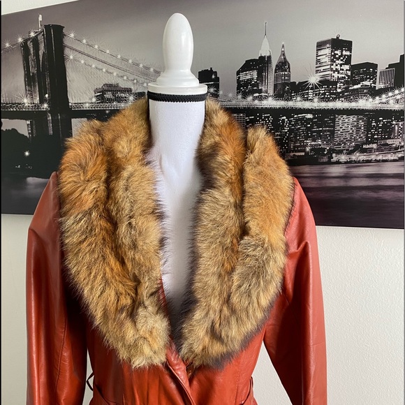 Vintage Leather & Fox Fur Maxi Coat (small) - Picture 2 of 8